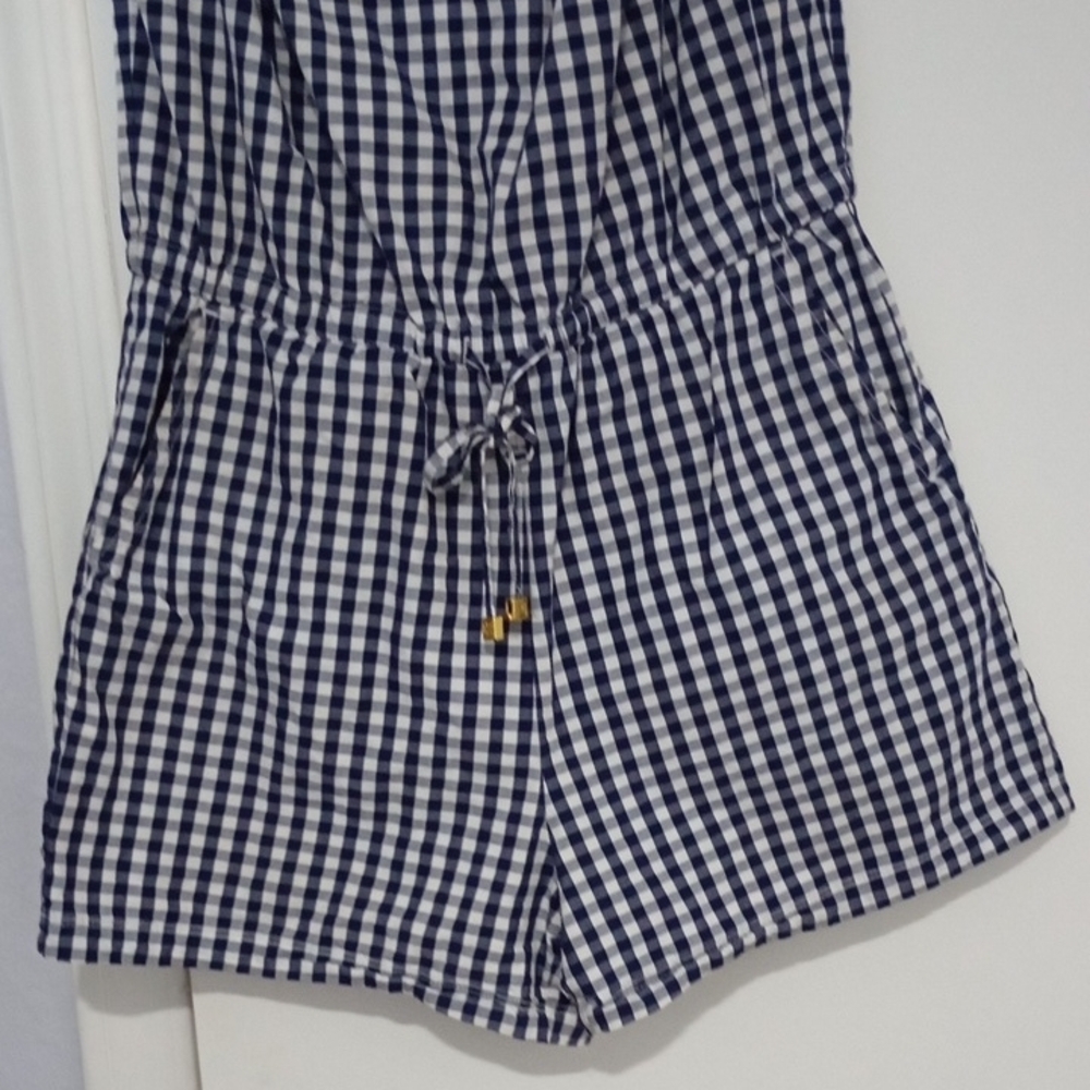 Tory Burch Womens Navy and White Checkered Romper - Picture 4 of 7